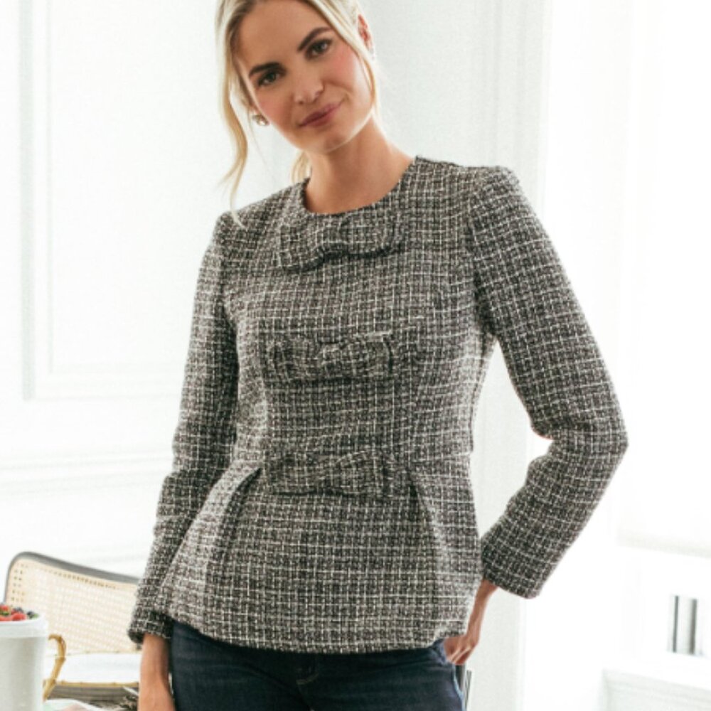 Pomander Place Gray Brielle Tweed Jacket Size Small